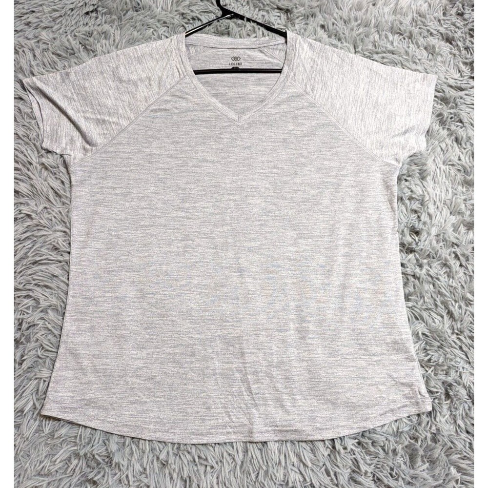 Leg3nd Ladies Gray Womens Size XL XLarge Activewear VNeck Polyester Workout Gym